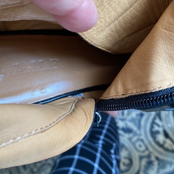 L.A.M.B. By Gwen Stefani black leather buckle boots with side zip Sz 9 - Picture 12 of 12